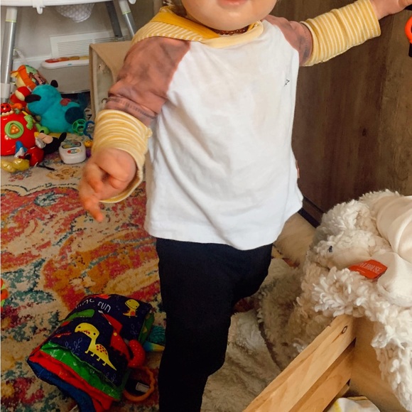 Striped Hoodie onesie - ribbed/waffle with tie dye/acid wash tee— Baby - Picture 1 of 5